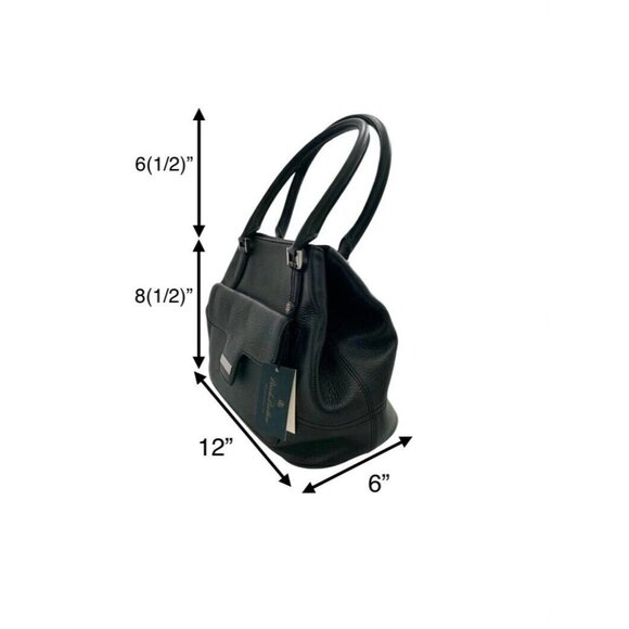 Purse Brooks Brother Black Leather Satchel Handbag NEW with tags - Picture 2 of 8